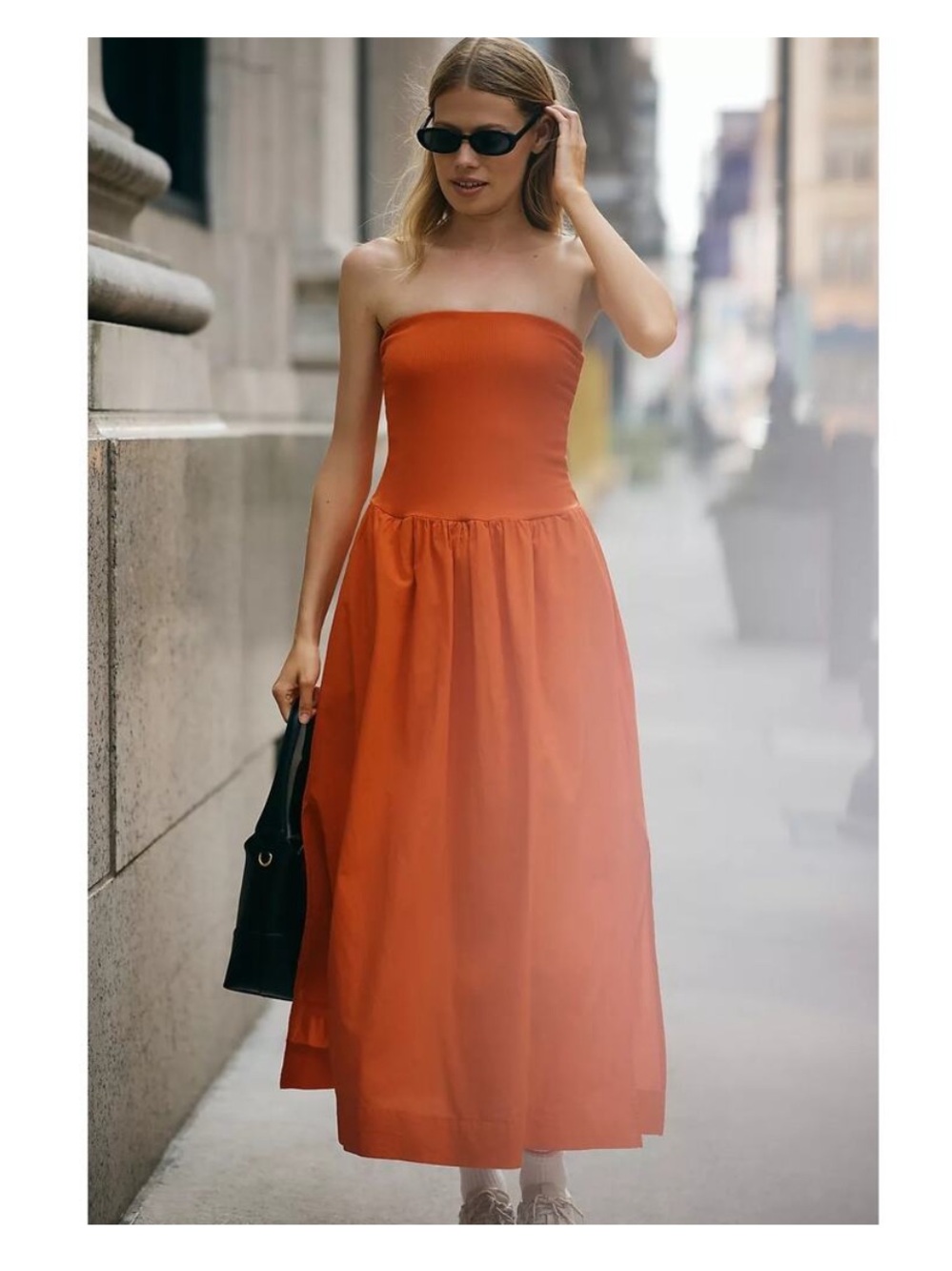 STATESIDE Strapless Twofer Midi Dress